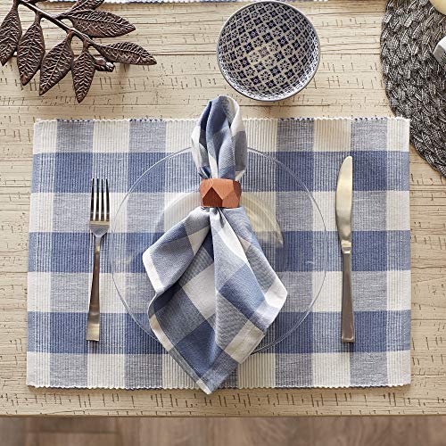 DII Buffalo Check Collection, Classic Farmhouse Cloth Napkin Set, 20x20, Stonewash Blue, 6 Piece - color: Stonewash Blue, size: 20" x 20" (Set of 6)