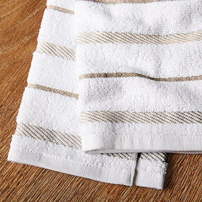 KitchenAid Albany Kitchen Towel 4-Pack Set, Milkshake Tan/White, 16"x26" - color: Milkshake Tan, size: 16"x26"