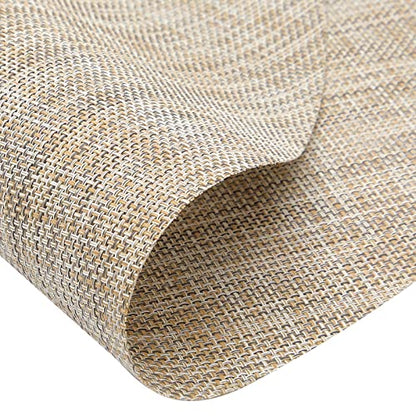 SHACOS Large Size Wedge Shape Placemats with Centerpiece Round Mat Set of 5 Round Table Place Mats Washable Dining Table Placemats Reversible, Beige - color: Beige