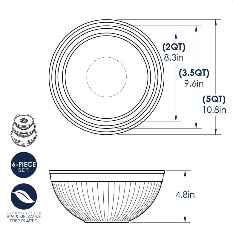 Nordic Ware Prep and Serve Mixing Bowls Set, 6-Piece, Earth-Tones - color: Earth-Tones, size: 6-Piece