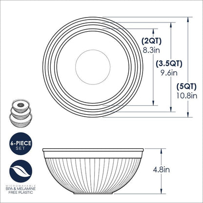 Nordic Ware Prep and Serve Mixing Bowls Set, 6-Piece, Earth-Tones - color: Earth-Tones, size: 6-Piece