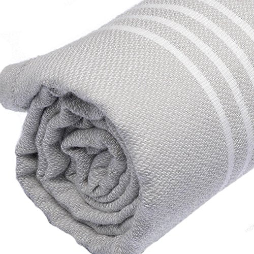 Bersuse Towels Anatolia XL Beach Blanket Throw Blanket Turkish Towel 100% Cotton Extra-Large Quick-Dry Lightweight Premium Peshtemal Towel - 61x82 Inches, Silver Grey - color: Silver Grey