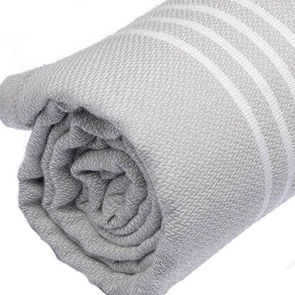 Bersuse Towels Anatolia XL Beach Blanket Throw Blanket Turkish Towel 100% Cotton Extra-Large Quick-Dry Lightweight Premium Peshtemal Towel - 61x82 Inches, Silver Grey - color: Silver Grey