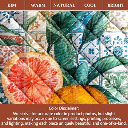 Maison d' Hermine Pot Holders 100% Cotton Potholders (8" x 8", Pack of 2) | Heat Resistant Hot Pads with Loop BBQ Cooking Baking Farmhouse Kitchen Handling Hot Pans Spring Summer - Agrume - color: 010 - Agrume, size: 8" x 8" (Pot Holder Pack of 2)