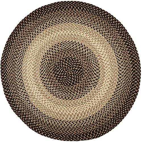 Super Area Rugs Round 8X8 Black/Gray/Gold Braided Rug Hartford Primitive Decor Carpet - Indoor Outdoor - 8' X 8' Circular Braided Rug for Dining Room - color: Charcoal, size: 8' x 8' (Round)