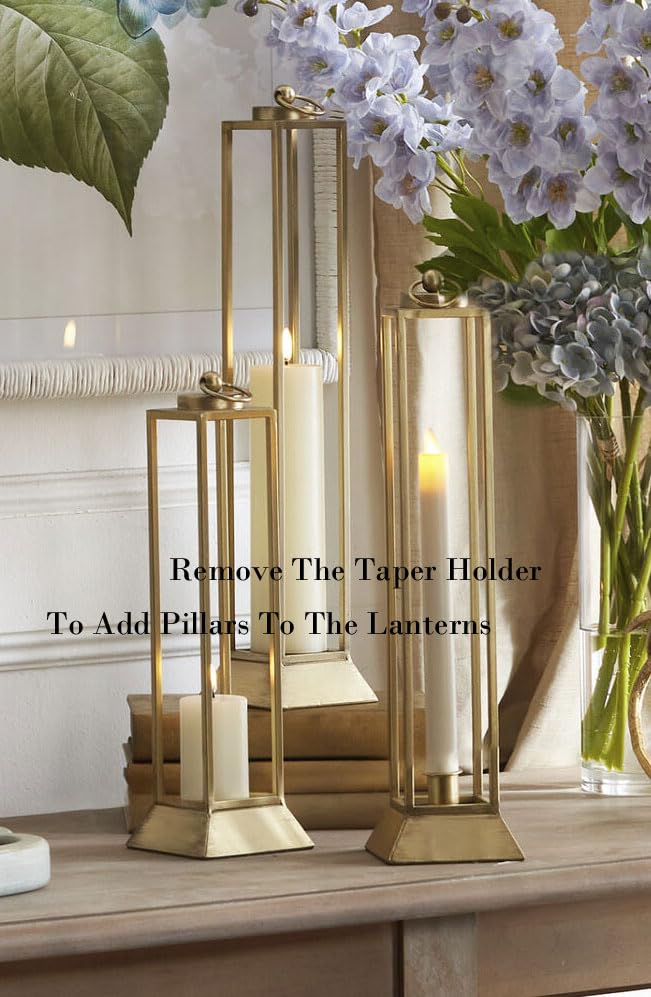 Raz 19"" Gold Lanterns Set of 3 Various Heights