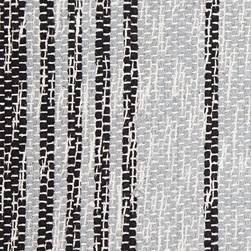 DII Woven Rag Rug Collection Recycled Yarn Variegated Rustic Stripe, 2x3', Black - color: Black