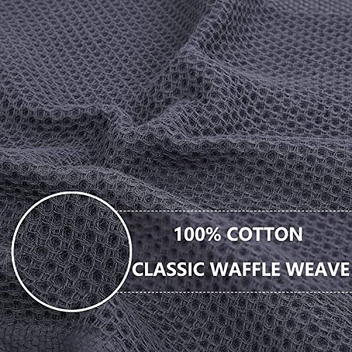 100% Cotton Waffle Weave Kitchen Dish Cloths, 6 Pack Quick Drying Dish Towels, Ultra Soft Absorbent, 12x12 Inches, Dish Rags for Drying Dishes & Daily Kitchen Use (Dark Grey) - color: Dark Grey