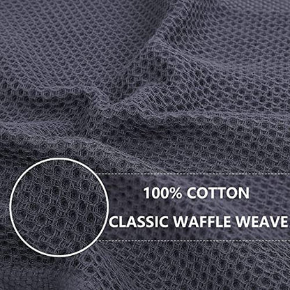 100% Cotton Waffle Weave Kitchen Dish Cloths, 6 Pack Quick Drying Dish Towels, Ultra Soft Absorbent, 12x12 Inches, Dish Rags for Drying Dishes & Daily Kitchen Use (Dark Grey) - color: Dark Grey