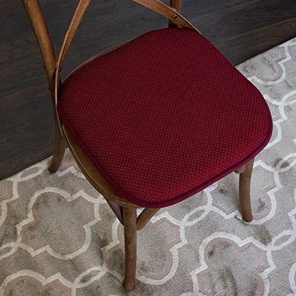 4 Pack Memory Foam Honeycomb Nonslip Back 16" x16" Chair/Seat Cushion Pad - color: Wine Burgundy, size: 4 Pack