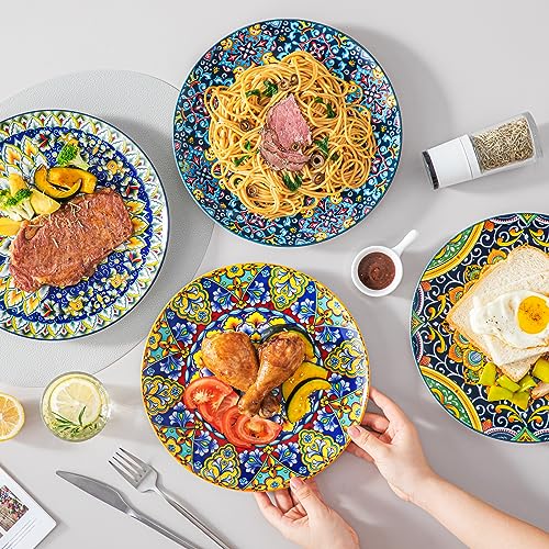 vancasso Ceramic Dinner Plates Set of 6, 10.5 Inch, Microwave Safe | Salad Plates Set, Colorful Bohemian Style Dishes for Kitchen - size: 10.5in