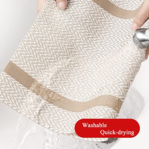 Placemats Washable Dinner Mats Easy to Clean PVC Table Mats Set of 6 (Stripe White) - color: Stripe White, size: placemats set of 6