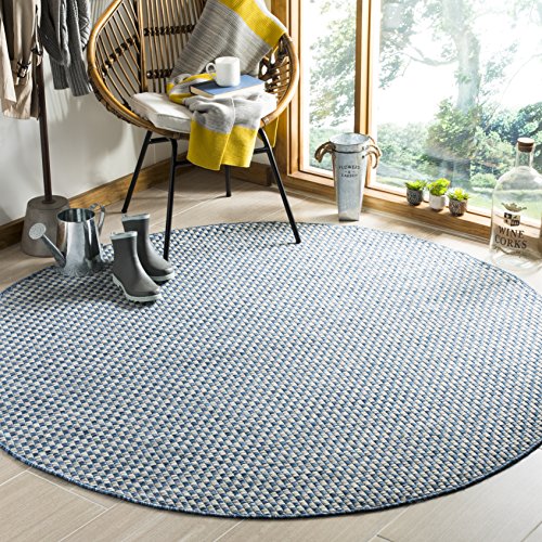 SAFAVIEH Courtyard Collection 4' Round Blue/Grey CY8653 Indoor/ Outside Waterproof Easy cleansingPatio Backyard Mudroom Area Mat - color: Blue / Light Grey, size: 4' (Round)