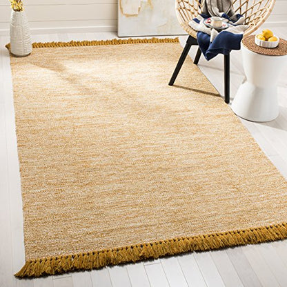 SAFAVIEH Montauk Collection Accent Rug - 3' x 5', Gold, Handmade Tassel Cotton, Ideal for High Traffic Areas in Entryway, Living Room, Bedroom (MTK610I) - color: Gold, size: 3' x 5' (Rectangular)