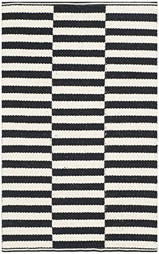 SAFAVIEH Montauk Collection Accent Rug - 2' x 3', Ivory & Black, Handmade Stripe Cotton, Ideal for High Traffic Areas in Entryway, Living Room, Bedroom (MTK715D) - color: Ivory/Black, size: 2' x 3' (Rectangular)