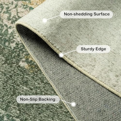 Kelarea Washable Area Rug 6x9, Non-Slip Low Pile Abstract Green | Water & Stain Resistant, Pet Friendly, Easy Clean, Ultra Soft, for Living Room, Bedroom, Nursery, Ofiice - color: Green, size: 6' x 9' (Rectangular)