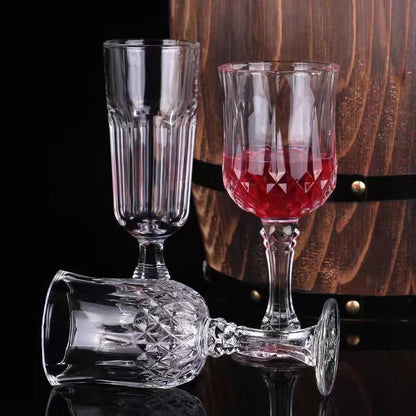 Red wine glass set of 3,medium 5.4 oz,Perfect for Red or White,Daily Use,Unique Birthday or Father's Day Gift (Diamond Wine Glass)