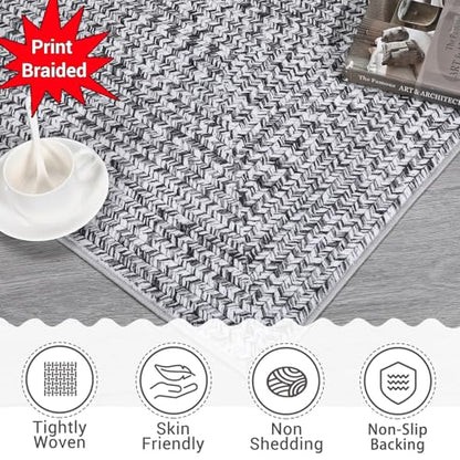 ROYHOME Hallway Runner Rug 2x8 Print Braided Washable Runner Rug for Entryway - color: Grey, size: 2' x 8' (Rectangular)