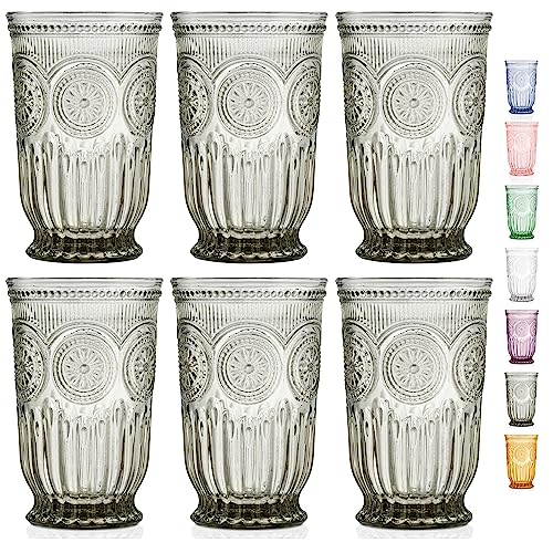Smokey Black Highball Glasses Set of 6 —10 oz Tall Drinking Glasses - color: Smokey Black, size: Tall