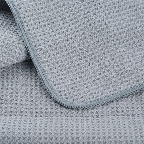 POLYTE 340 GSM Microfiber Waffle Kitchen Dish Tea Towel, 16x28 in, 12 Pack | Lint Free, Quick Dry - color: Gray, size: 16x28 in