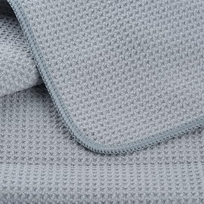 POLYTE 340 GSM Microfiber Waffle Kitchen Dish Tea Towel, 16x28 in, 12 Pack | Lint Free, Quick Dry - color: Gray, size: 16x28 in
