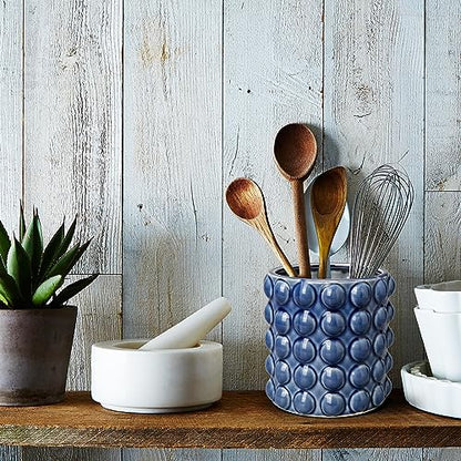 6 Inch Ceramic Planter Pot for Indoor Plants with Drainage Hole Bubble Flower Planter Hobnail Plant Pot Garden Planter Blue Succulent Plant Pot Utensil Holder - color: Blue # 6 Inch