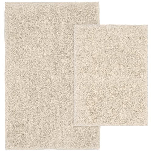 Garland Rug Queen Cotton Natural 2 Piece Bath Rug Set (17" x 24" / 21" x 34") Ultra Soft, Plush, Highly Absorbent, Machine Washable Shower & Bathroom Floor Towel, Non-Slip, Quick-Dry, - color: Natural, size: 2-Piece Set (17" x 24" / 21" x 34")