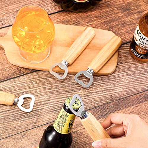 20 Pcs Stainless Steel Bottle Opener Bartender Wood Beer Opener Cider Wine Opener Bottle Opener with Wooden Handle Engraved Gift Set for Wedding Party Home Kitchen Bar Restaurant