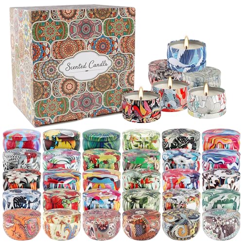 36-Pack Long-Lasting Scented Candles Gift Set, 2.5oz Soy Wax with Essential Oils for Aromatherapy and Home Fragrance, Perfect as Christmas, Valentine’s Day, Holiday Relaxation Gifts, and Cozy Atmosphe - color: 36Pack-Muti-color
