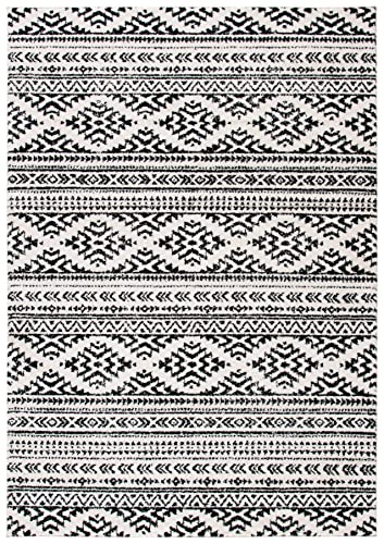 SAFAVIEH Tulum Collection Accent Rug - 2' x 5', Ivory & Black, Moroccan Boho Tribal Design, Non-Shedding & Easy to Clean, Ideal for Front Door, Kitchen, Entryway, Foyer (TUL272B) - color: Ivory/Black, size: 2' x 5' (Rectangular)