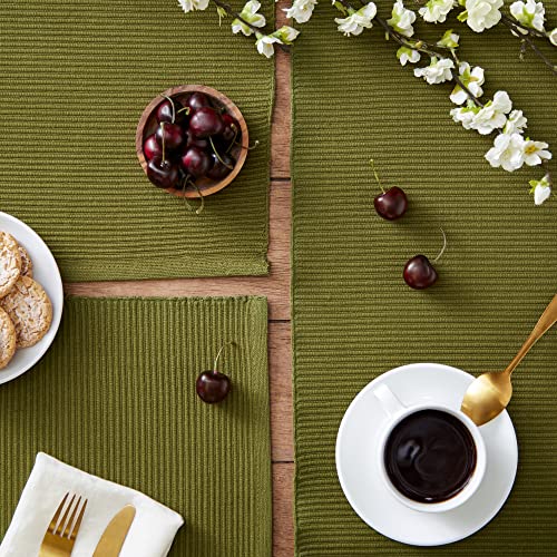 DII Basic Everyday Ribbed Tabletop 100% Cotton, Placemat Set, 13x19, Sage, 6 Piece - color: Vineyard Green, size: 13x19"