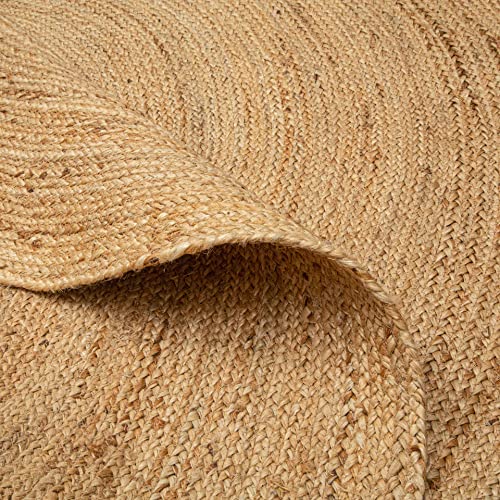 Hausattire Jute Braided Round Rug, Natural, 3 ft | 100% natural jute, hand woven, reversible, boho farmhouse style, entryway/nursery/kitchen use - color: Natural, size: 3' (Round)