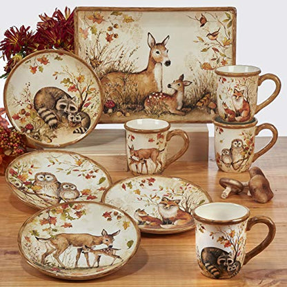 Pine Forest 16 oz. Woodland Ceramic Mugs,bAutumn Wildlife Coffee Cups with Fox, Owl, Deer & Raccoon – Great for Hot Chocolate, Tea, Pumpkin Spice, Fall Gifts, and Cozy Cabin Vibes (Pack of 12) - size: 4 Count (Pack of 3)