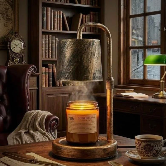 Vintage Industrial Candle Warmer Lamp for Home Decor - Height Adjustable with Dimmer, Dimmable Wax Melt Warmer Compatible with Yankee Candle Jars - color: Copper Dimmer