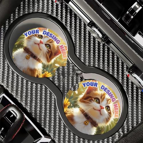 WOCOCN Cute Cup Holder Coasters for Your Car with Fingertip Grip | Auto Accessories for Women & Men,Pack of 2, Custom DIY 4Pcs - color: Custom DIY 4Pcs