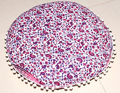 INDIAN CRAFT CASTLE Meditation Floor Pillow Cover, Large Pillows Cover Seating for Adults and Kids, Bohemian Cushion Cover for Fireplace Yoga Living Room Sitting 22 Inches (Pink) - color: Pink
