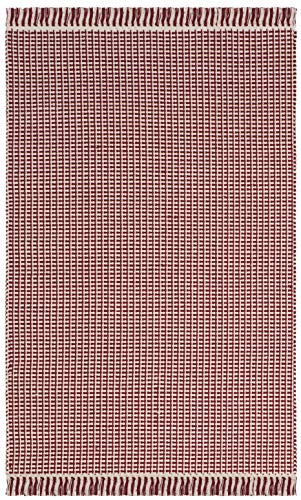 SAFAVIEH Montauk Collection Accent Rug - 2'3" x 4', Ivory & Red, Handmade Flat Weave Boho Farmhouse Cotton Tassel Fringe, Ideal for High Traffic Areas in Entryway, Living Room, Bedroom (MTK340C) - color: Ivory/Red, size: 2'3" x 4' (Rectangular)