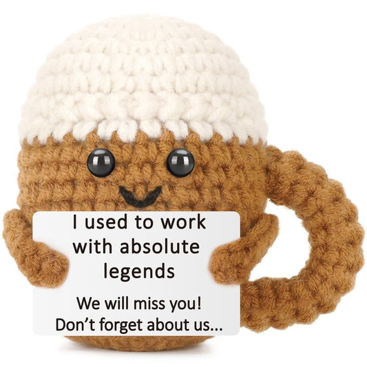Xinezaa Mini Farewell Goodbye Leaving Coffee Gifts for Coworker Boss Team | Gifts for Colleague Work Friend Employee Boss, Funny Handmade Crochet, Going Away Leaving New Job, Office Desk Decor - style: Legends