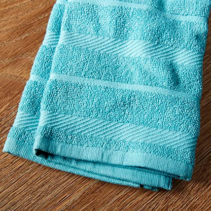 KitchenAid Albany Kitchen Towel Set,Aqua/White,16"x26",4 Count (Pack of 2) - color: Aqua, size: 16"x26" (Pack of 2)