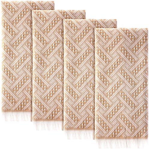HunnmingRe 7 Pack Boho Hand Towel for Kitchen,Brown,White | 14x30 Inch, 100% Turkish Cotton, Summer Boho Decorative ,Towel Waffle ,Farmhouse Decor ,Absorbent Soft ,Guest Gift - color: Brown,white