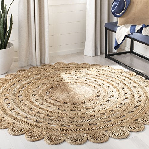SAFAVIEH Natural Fiber Collection 11' Round Natural NF805B Handmade Boho Farmhouse Country Braided Premium Jute Entryway Foyer Living Room Bedroom Kitchen Area Rug - size: 11' (Round)