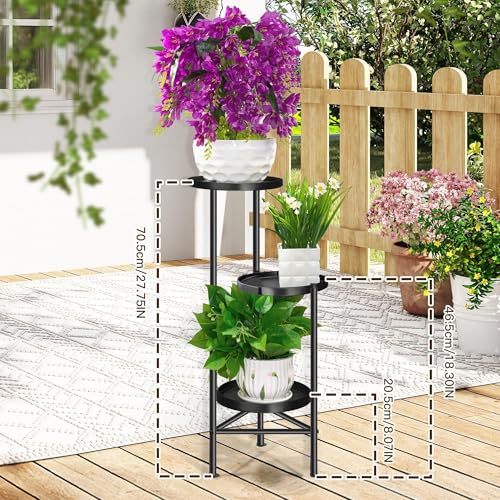 3-Tier Metal Plant Stand for Indoor & Outdoor – Tall Corner Plant Shelf, Vertical Flower Pot Display Rack for Patio, Garden, Balcony, Living Room, Bedroom