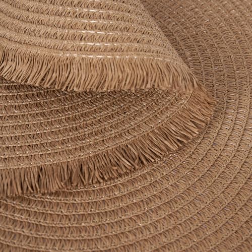 15 Inch Set of 6 Round Woven Placemats Braided Paper Heat Resistant Table Mats with Tassel Boho Indoor Outdoor Table Placemats for Dining Tables (Brown) - color: Brown