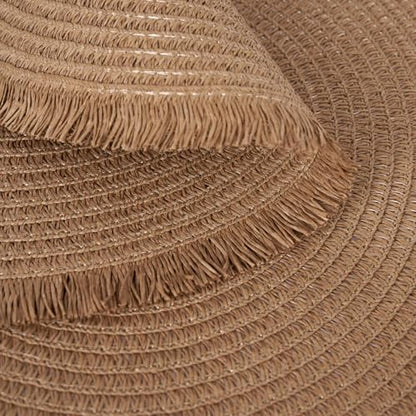 15 Inch Set of 6 Round Woven Placemats Braided Paper Heat Resistant Table Mats with Tassel Boho Indoor Outdoor Table Placemats for Dining Tables (Brown) - color: Brown
