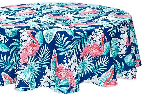 Indoor Outdoor Tabletop for Spring Summer Decorations, Picnics and Dinner Parties - Stain and Water Resistant, Flamingo Dancing, Tablecloth, 60" Round - color: Flamingo Dancing, size: 60" (Round)