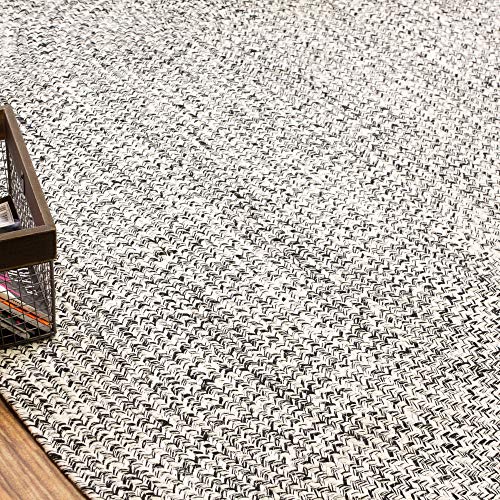 Super Area Rugs Farmhouse Braided Rug Cotton Kitchen Reversible Carpet, Black & White, 2' X 3' Oval - color: Black & White, size: 2' x 3' (Oval)