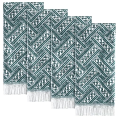 HunnmingRe 8 Pack Boho Hand Towel for Kitchen,Green | 14x30 Inch, 100% Turkish Cotton, Summer Boho Decorative ,Towel Waffle ,Farmhouse Decor ,Absorbent Soft ,Guest Gift - color: Green,white