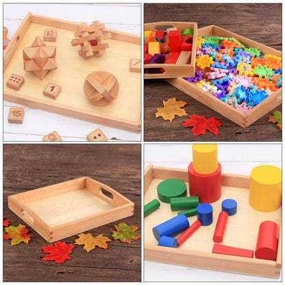 Kisangel Rectangular Wooden Tray Wooden Storage Tray Box Serving with Handle Multi Use Storage Plate Board for Tea Food Makeup Items Sundries Size S Paintable