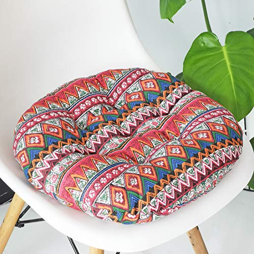 vctops Bohemian Soft Round Chair Pad Garden Patio Home Kitchen Office Seat Cushion Red Diameter 16" - color: Red, style: Diameter 16 Inch