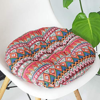 vctops Bohemian Soft Round Chair Pad Garden Patio Home Kitchen Office Seat Cushion Red Diameter 16" - color: Red, style: Diameter 16 Inch